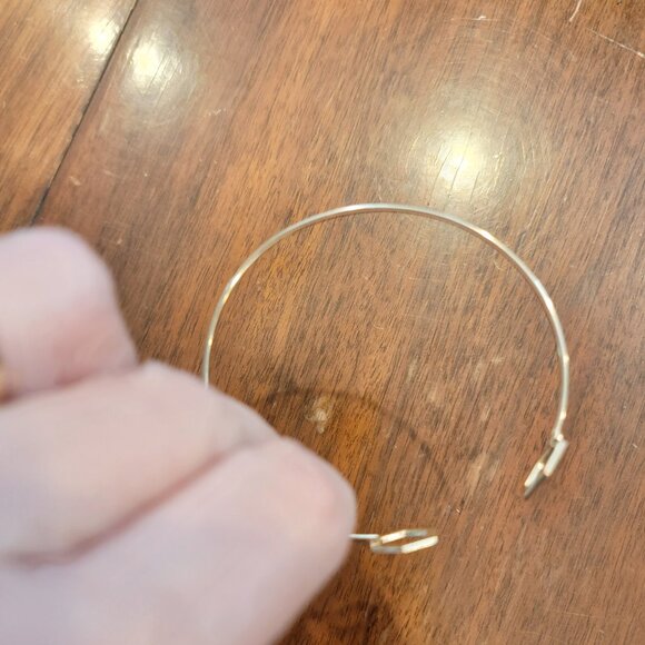 Open Cuff Gold Tone Metal Bracelet w Hexagonal Bookend - Picture 6 of 7